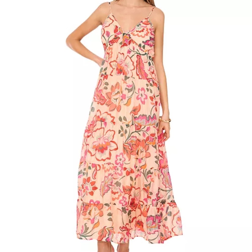 1. State Floral Maxi Dress in Cream and Red